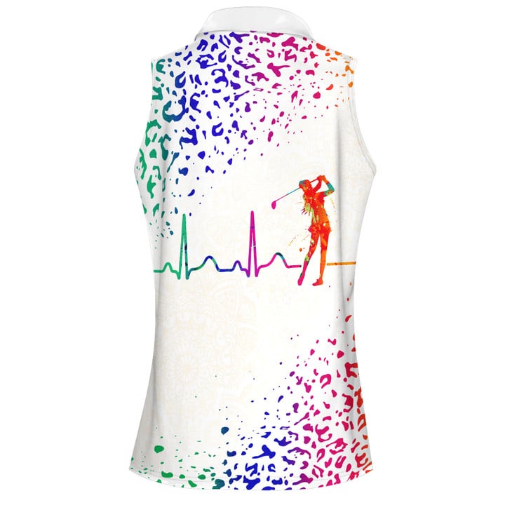 3D All Over Print Polo Shirt/ Watercolor Leopard Golf Heart Beat Women Shirt
