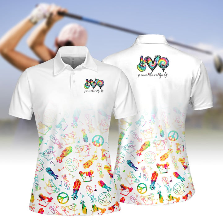 Peace Love Golf Tie Dye Women Short Sleeve Polo Shirt Sleeveless Polo Shirt