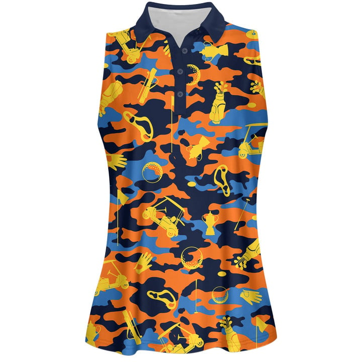 Blue And Orange Golf Set Women Short Sleeve Polo Shirt Sleeveless Polo Shirt Sport Culottes With Pocket