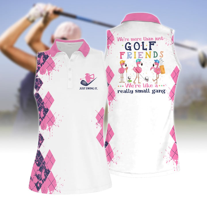 We''re More Than Just Golf Friends Small Gang Women Short Sleeve Polo Shirt Sleeveless Polo Shirt
