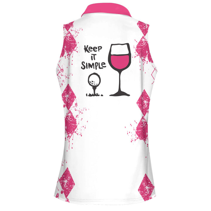 3D All Over Print Keep It Simple Golf And Wine Women Short Sleeve Polo Shirt Sleeveless Polo Shirt
