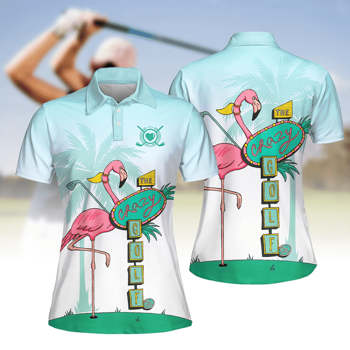 Flamingo Golf Seamless Pattern Golf Women Short Sleeve Polo Shirt Sleeveless Polo Shirt