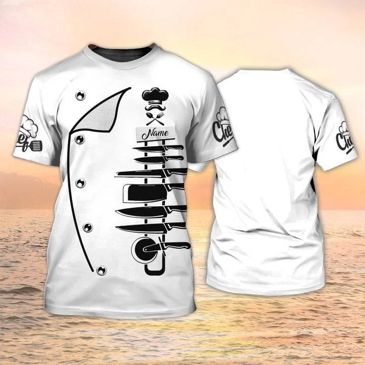 Chef T Shirts 3D Custom Name White Shirt For Master Chef Men Women