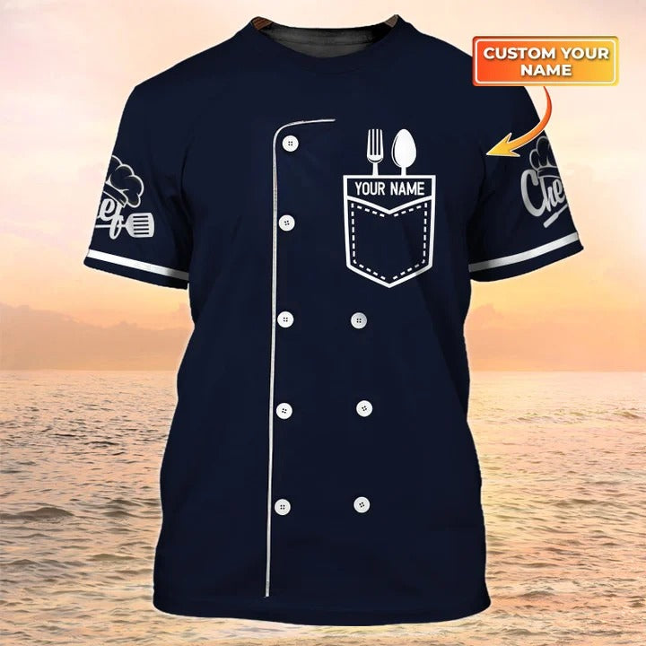 3D All Over Print Chef Uniform Custom Name Master Chef T Shirt/ Cooking Lover Shirt