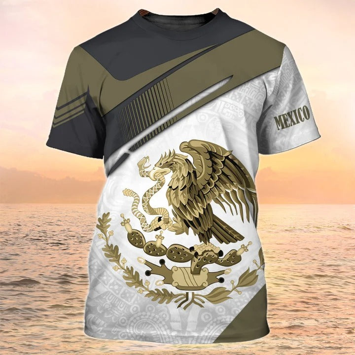 Mexico Coat Of Arm Shirt White Mexican 3D Full Print T Shirt