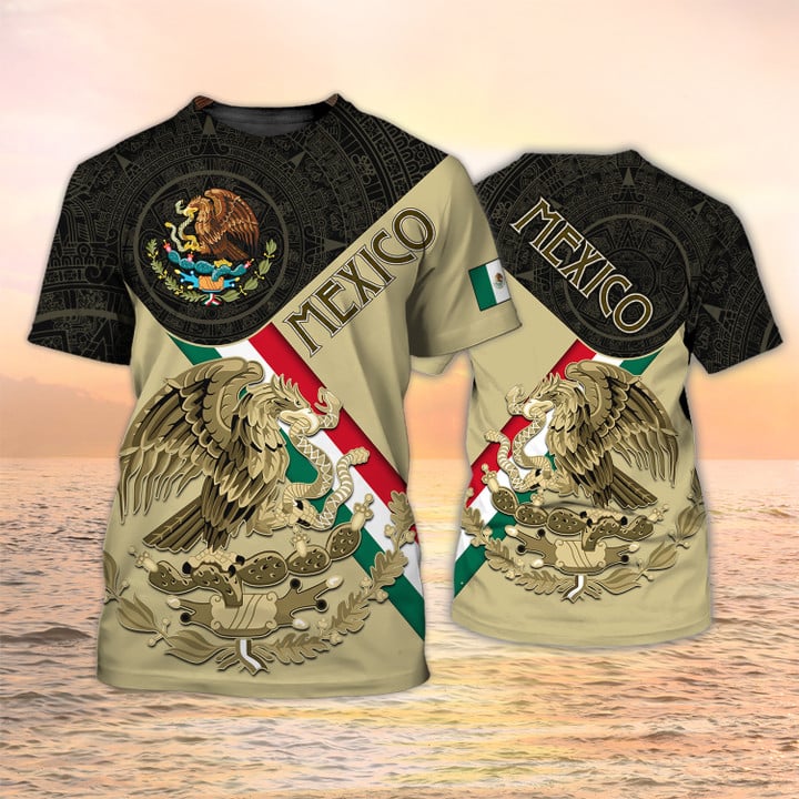 Mexican T Shirt Mexico Coat Of Arm Aztec Men T-Shirt