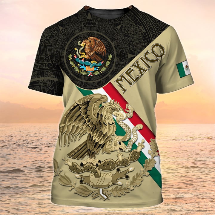 Mexican T Shirt Mexico Coat Of Arm Aztec Men T-Shirt