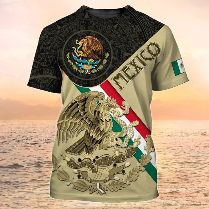 Mexican T Shirt Mexico Coat Of Arm Aztec Men Shirt/ Unisex Mexican Shirt 3D