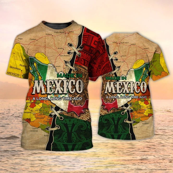 3D All Over Print Mexico Map Shirt/ A Long Time Ago Mexican Shirt Men Women