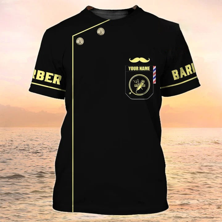 Personalized 3D Black Shirt For Barber Men Women/ Barber Shop Uniform