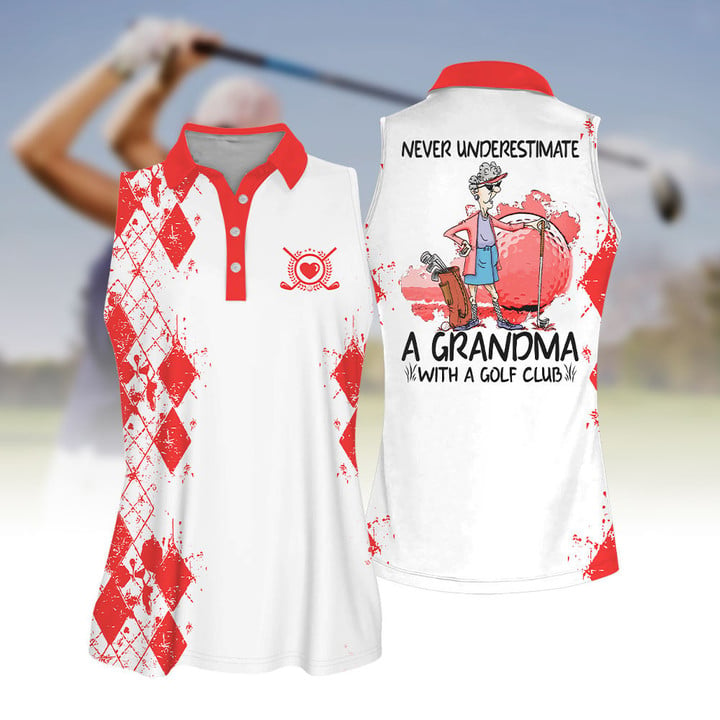 Sleeve Women Polo Shirt For Ladies Never Underestimate A Grandma Who Plays Golf