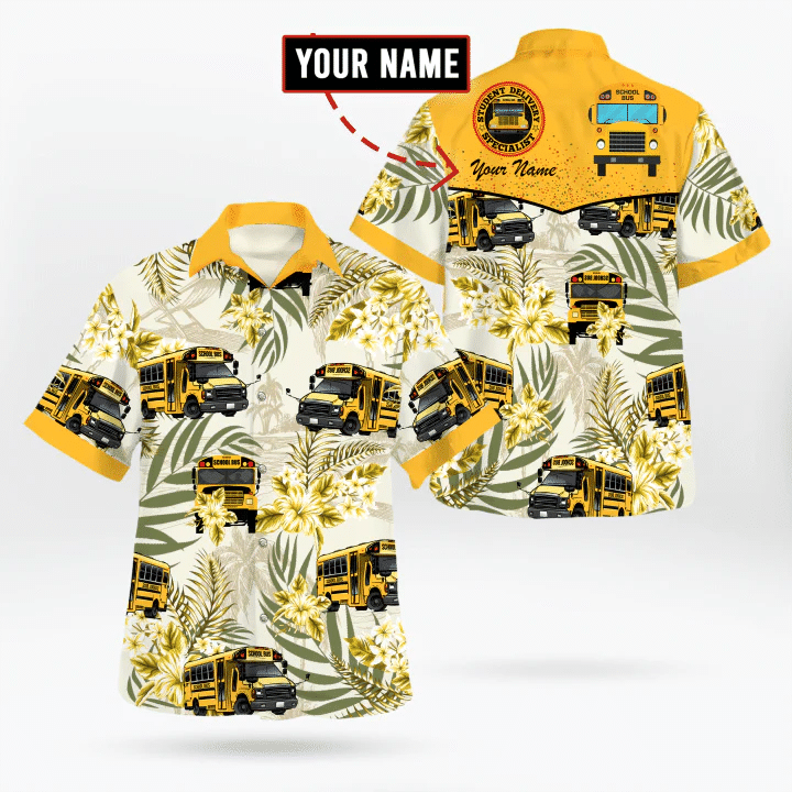 Men''s School Bus Driver Hawaiian shirt/ Bus Driver Hawaii shirt/ Summer Gift for Driver
