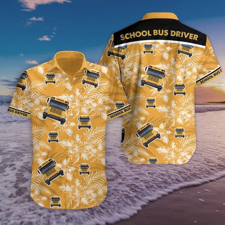 School Bus Hawaiian shirt/ Bus Driver Hawaii shirt/ Summer Gift for Driver Dad/ Grandpa
