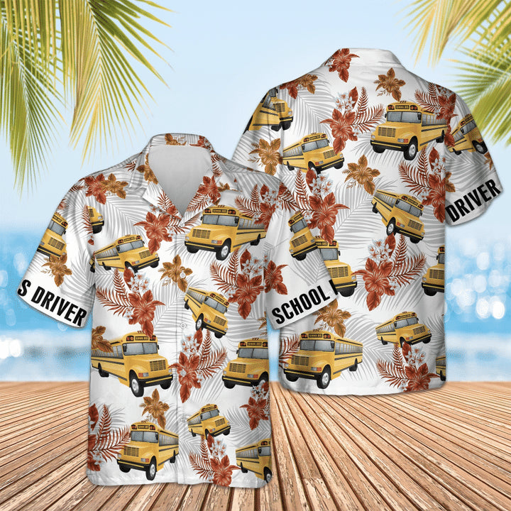 Bus Hawaiian aloha shirt/ Summer Gift for Driver Dad/ Grandpa