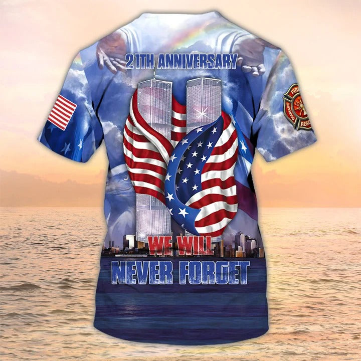 Never Forget Sep 11 T Shirt Men Women/ Firefighter Tshirt American Memorial Shirt