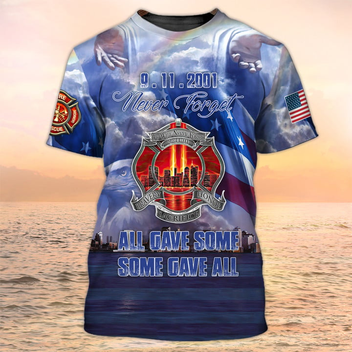 Memorial Day/ Eagle T-Shirt/ Firefighter 3D Over Print Tshirt/ Fire Dept T shirts