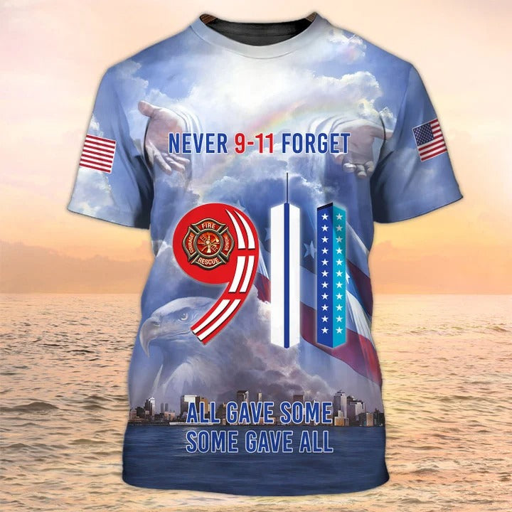 We Will Never Forget Sep 11 American Tshirt/ Firefighter Tshirt/ Fire Dept T shirts/ Patriot Shirt