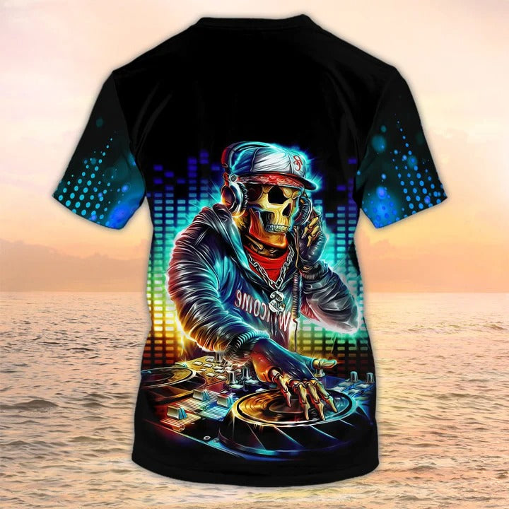 Personalized Name Skull DJ Design Shirt Neon Light/ DJ T Shirts