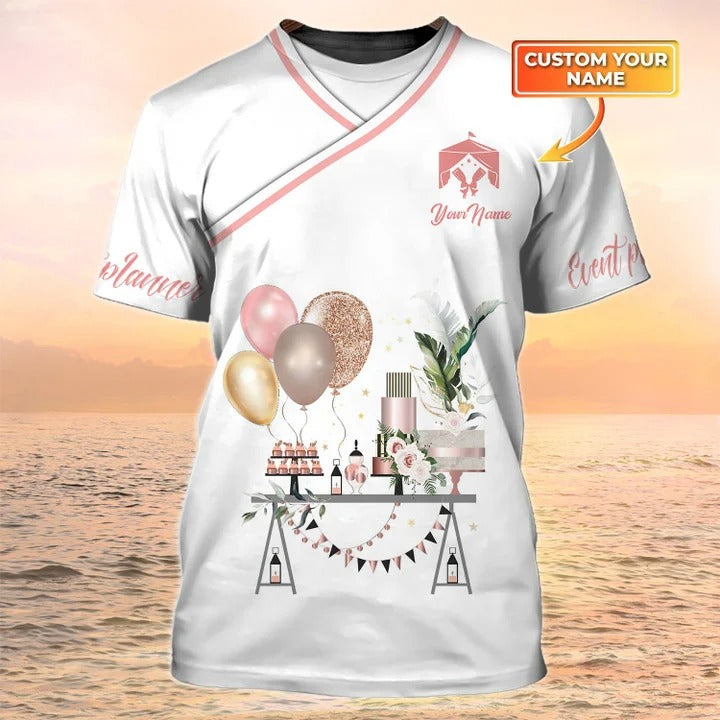Personalized Event Planner 3D Tee Shirt/ Party Planner Uniform White