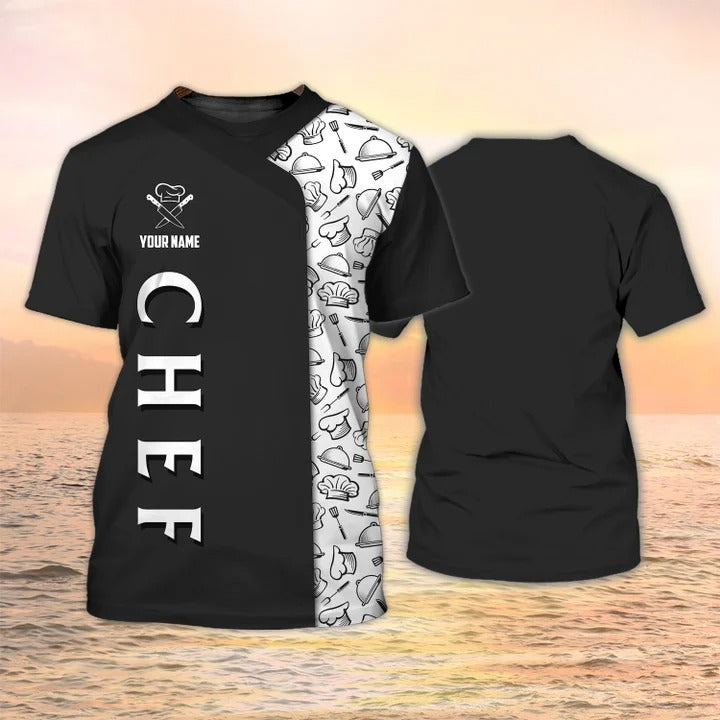 Chef 3D Clothing Chef Custom Tshirt Black And White Parttern Chef Uniforms