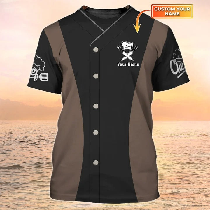 3D All Over Print Chef Shirt/ Chef Clothing/ Chef Custom Tshirt Chef Uniforms Black And Brown