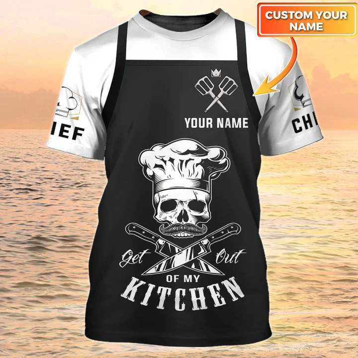 Custom Name Chef 3D T Shirt Black And White Parttern Chef Uniforms/ Chef Gift