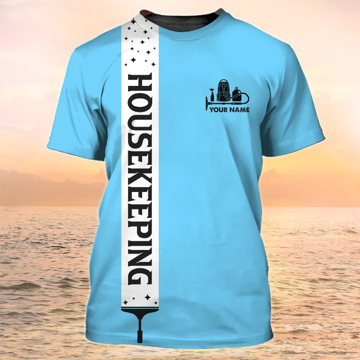 Housekeeper Shirt Cleaning Service Custom T Shirts Housekeeping Uniform Blue