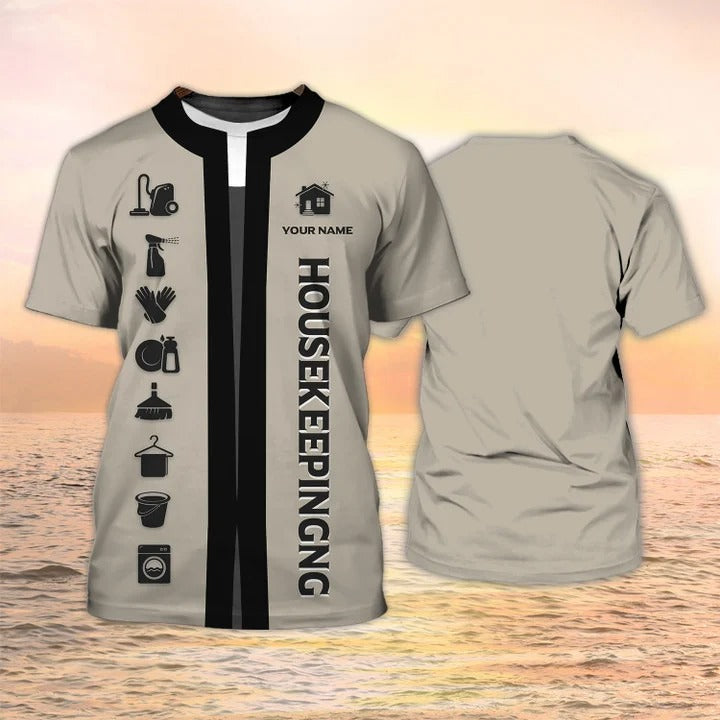Housekeeping 3D All Over Printed T shirts Cleaning Company Shirts Housekeeping Uniform Shirts