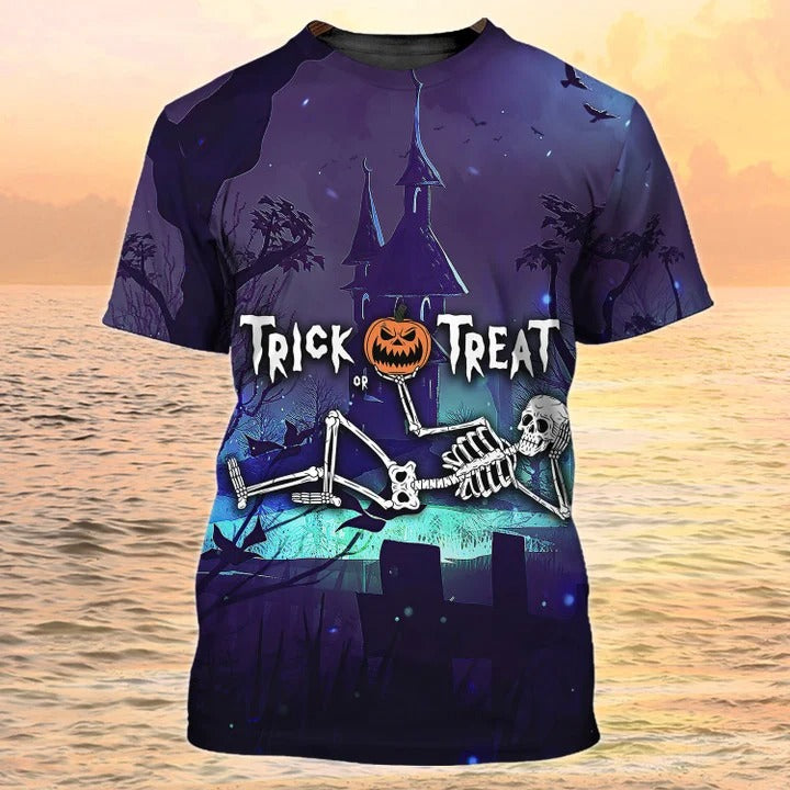 Halloween Skeleton Shirt/ Halloween 3D Full Printed Tshirts/ Halloween Plus Size T Shirts For Adults