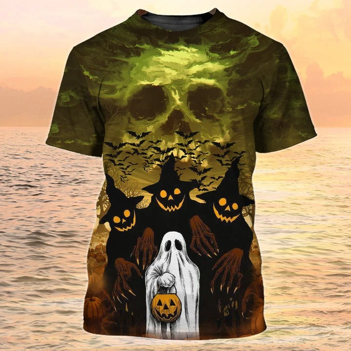 Mens Halloween Shirt/ Halloween Ghost All Over Print Tshirts/ Halloween 3D Shirts For Adults