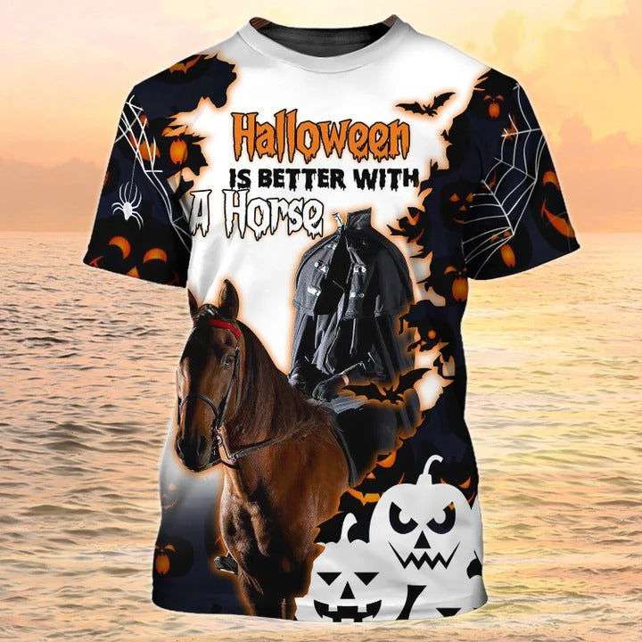 Horse Halloween 3D Shirt Men Women/ Ghost Riding Halloween Tshirt/ Halloween Shirt Gift