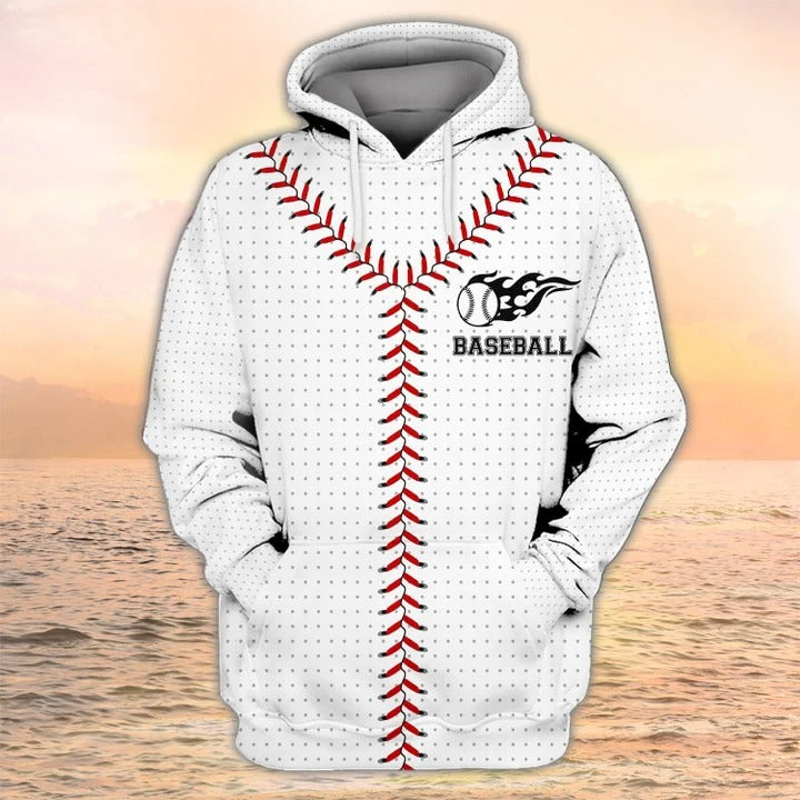 Baseball Stitches Laces 3D All Over Printed Shirts for Men and Women/ Baseball Player Hoodie/ Baseball Clothing