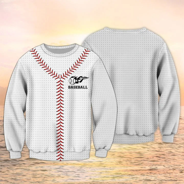 Baseball Stitches Laces 3D All Over Printed Shirts for Men and Women/ Baseball Player Hoodie/ Baseball Clothing