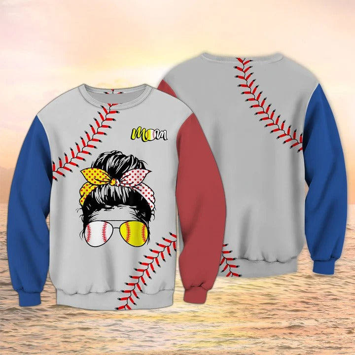 Baseball Softball Mom 3D All Over Printed Shirts/ Women Baseball Hoodie/ Baseball Gift For Mom