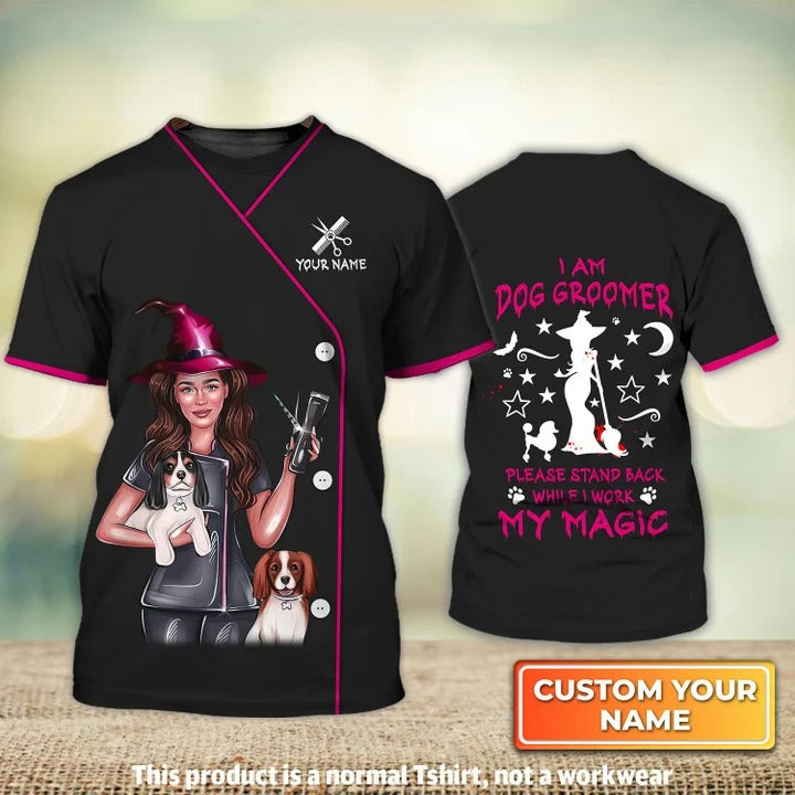 Custom Dog Groomer Hallween Shirt/ I Am Dog Groomer Witch Shirt