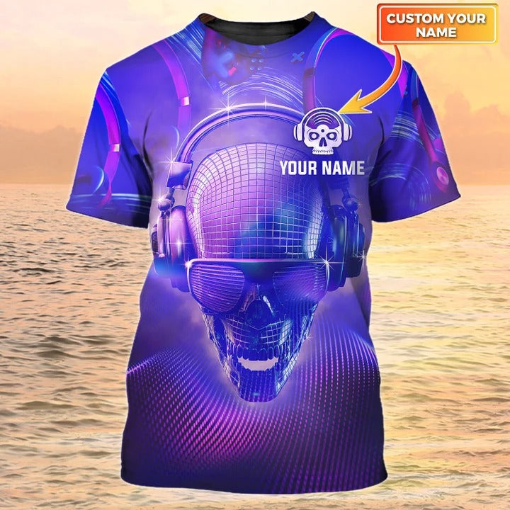 Personalized 3D Skull Men DJ Shirt/ DJ Club DJ Team Uniform/ DJ Gift