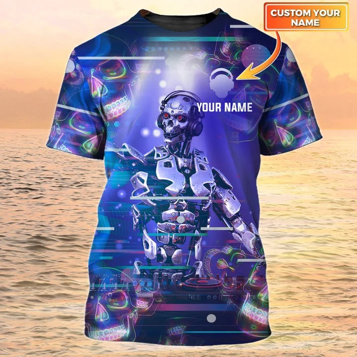 DJ Men Personalized 3D Shirt/ Skull DJ Custom Shirt/ DJ Shirt/ Best DJ Gift For Him