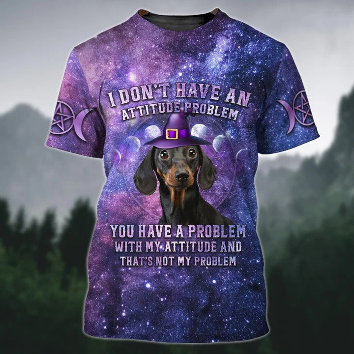Funny Halloween Dog Shirt/ That isn''t Dachshund Problem T Shirt/ Purple Dog On Halloween Tshirt