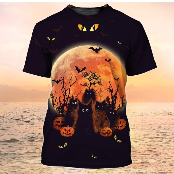Halloween Cats Shirts Black Cat Halloween Print Shirt Halloween Tee Shirt Halloween Gift