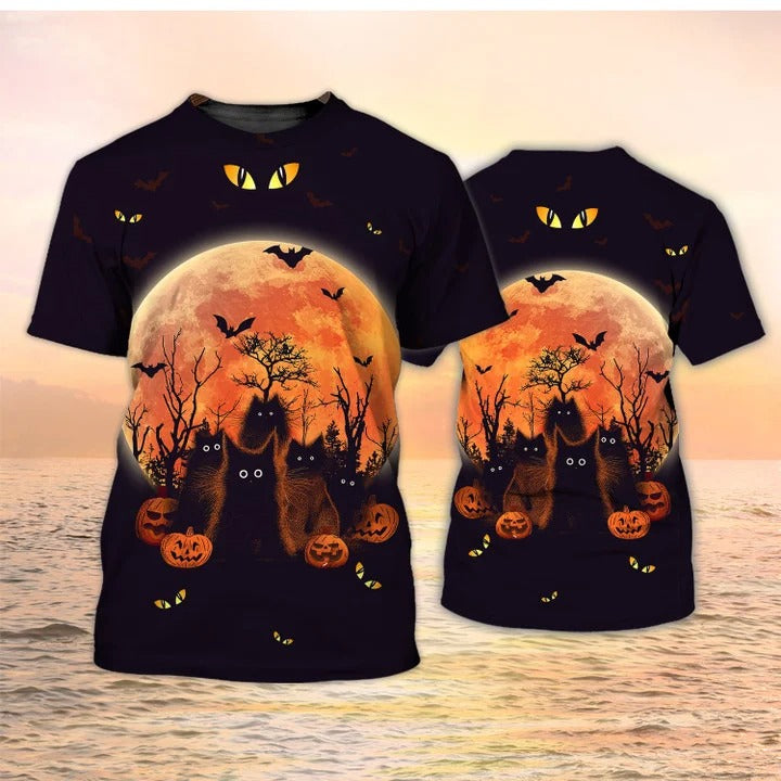 Halloween Cats Shirts Black Cat Halloween Print Shirt Halloween Tee Shirt Halloween Gift