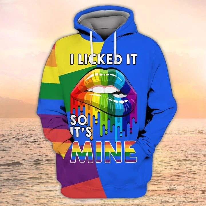 3D All Over Print LGBT Shirt/ I Licked It So It''s Mine Pride Hoodie/ Couple Gay Clothing/ LGBT Gifts