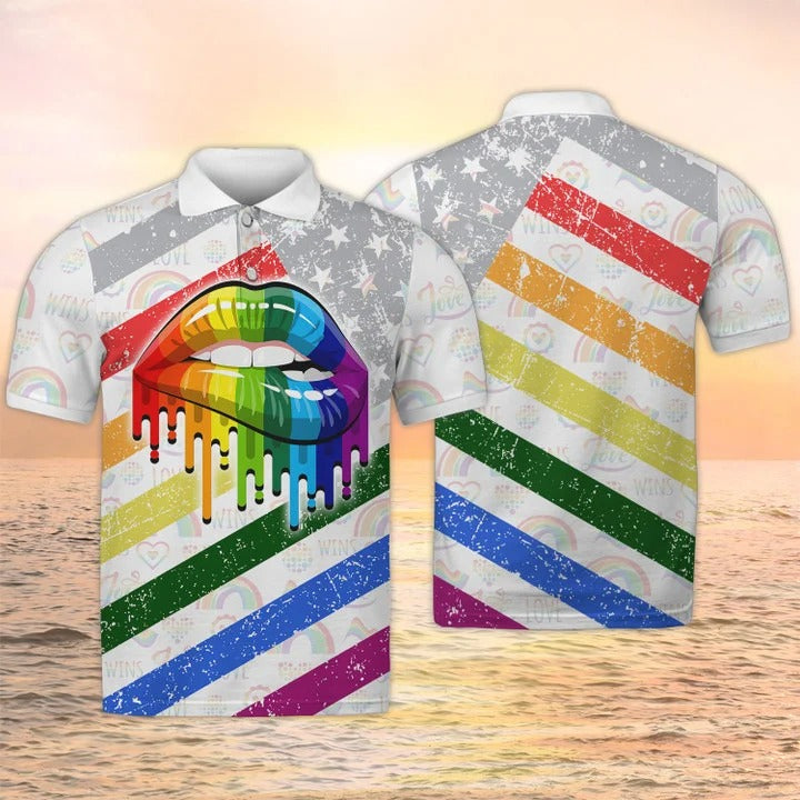 Lesbian Rainbow Lips Pride Tshirt/ Gay 3D All Over Print T Shirt/ Couple Lesbian Gift