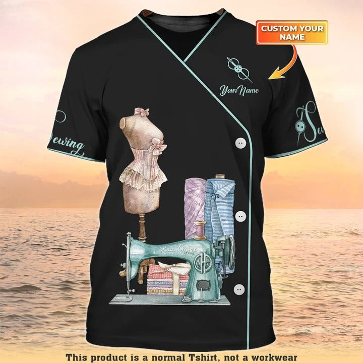 Personalized 3D Tailor Shirt Women/ Sewing Tools Tshirt For Her/ Tailor Shop Uniform