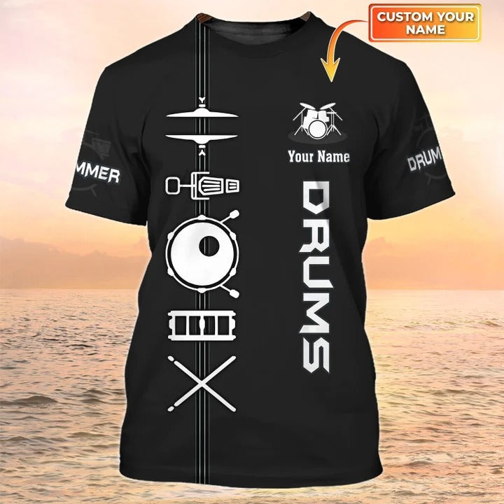 Custom Black Drummer T Shirt/ Drums Shirt Men Women