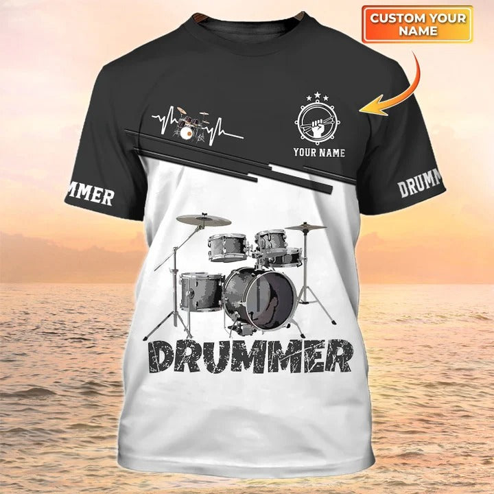 Custom Name Drummer Tshirt/ 3D All Over Printed Drummer Shirt/ Drummer Gifts