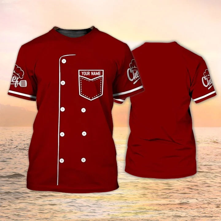 Personalized Red T Shirt For Master Chef/ Chef Tshirt Uniform/ Chef Gift