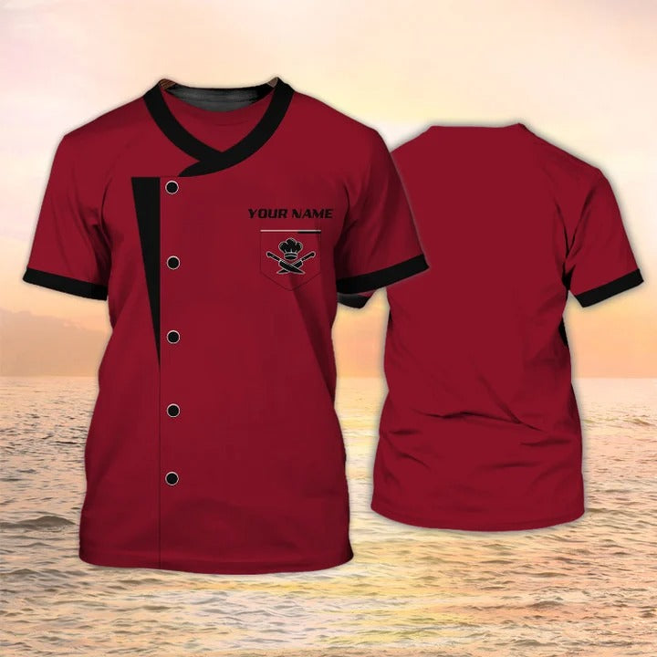 Personalized Master Chef Tshirt Men Women/ Red Chef Shirt Uniform