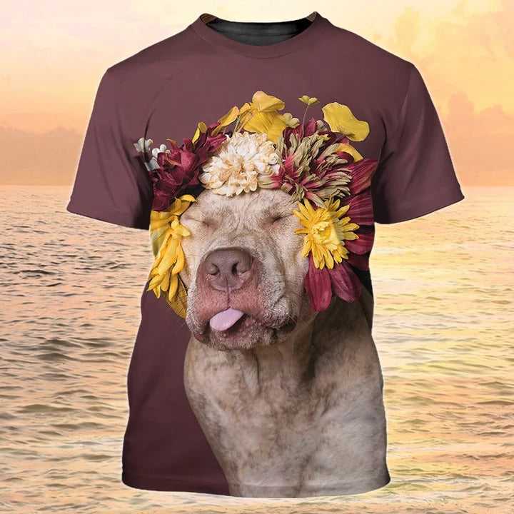 3D Printed Funny Dog Shirt/ Pitbull Tshirt/ Dog Print On Shirt Men Women/ Gift For Pet Lover