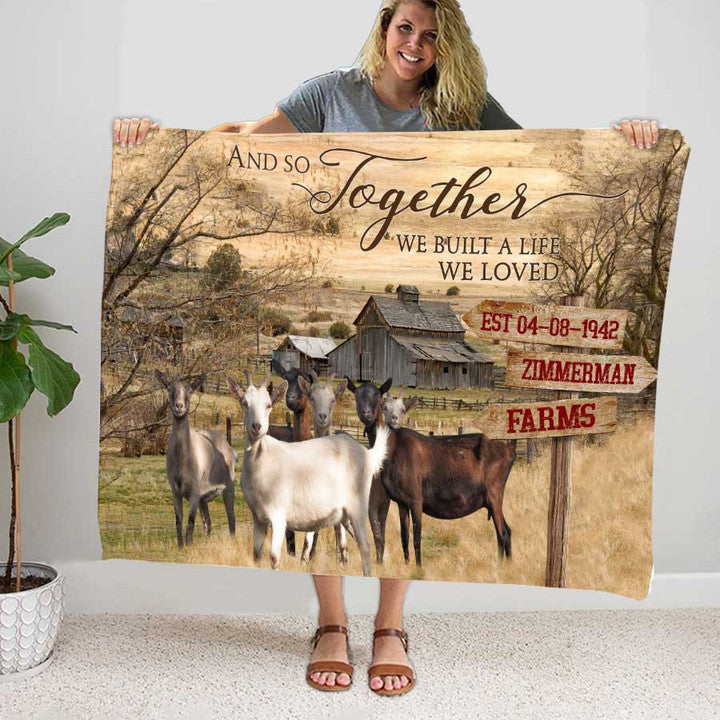 Personalized Goat Farmhouse Blanket Farm Blanket Cow Lover Throw Sherpa Fleece Blanket For Adults