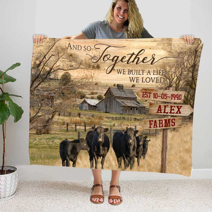 Personalized Black Angus Farmhouse Blanket For Kids Farm Bedding Décor Throw Soft Warm Blanket